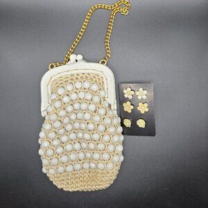 Vintage Italian Beaded Evening Bag & Floral Earring Set – Trans World Imports –